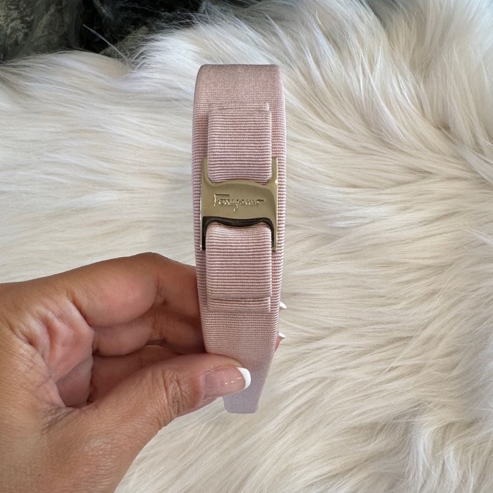 Salvatore Ferragamo Grosgrain Headband - Pink & Champagne Gold - Picture 8 of 8